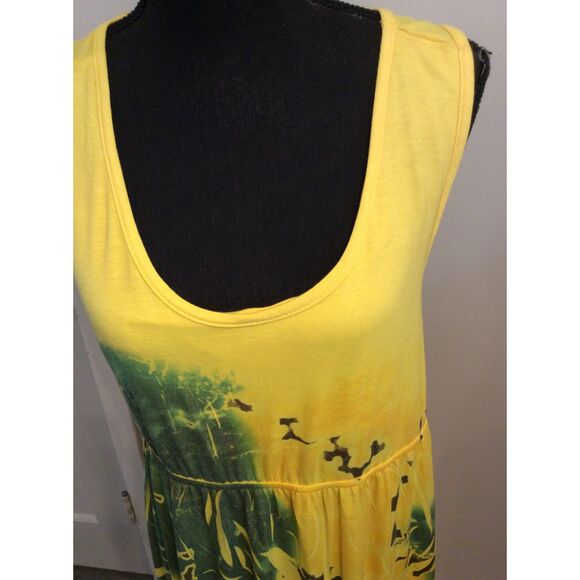 Daniel Benjamin XL Racerback Maxi Summer Dress Sleeveless Yellow - Picture 6 of 9